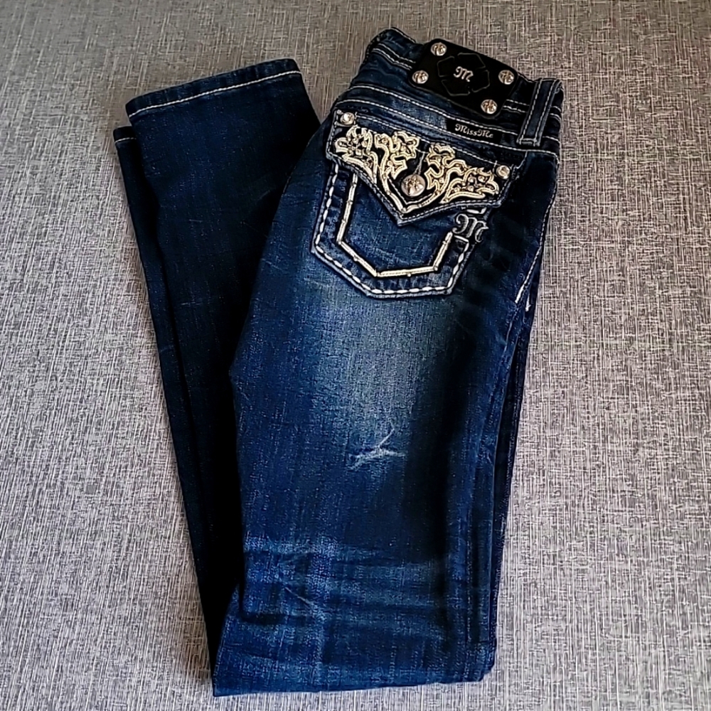 Miss Me Kids Dark Blue Jeans with Silver Accents